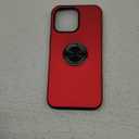 PELEPUES Shockproof Case for iPhone 15 Pro Max, [Embedded Finger Ring] Military Grade Phone Case Cover with Reinforced Metal Stand Kickstand [Support Magnetic Car Holder] for iPhone 15 6.7'', Red