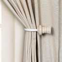 Decorative Curtain Drapery Holdbacks with Boho Style Round Carved Finials (White, Set of 2)