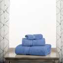 SUPERIOR Egyptian Cotton Pile 3 Piece Towel Set, Includes 1 Bath, 1 Hand, 1 Face Towel/Washcloth, Ultra Soft Luxury Towels, Thick Plush Essentials, Guest Bath, Spa, Hotel Bathroom, Denim Blue