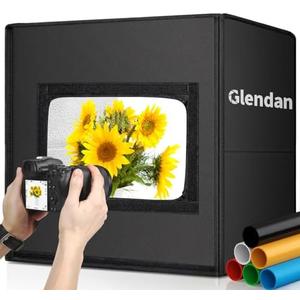 Glendan Light Box Photography, Portable Photo Studio Light Box, 16" x 16" Professional Dimmable Shooting Tent Kit with 216 LED Table Top Light & 6 Backdrops Photo Box for Product Photography
