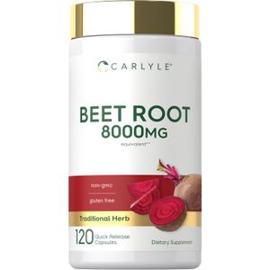 Carlyle Beet Root Capsules | 120 Count | Quick Release Capsules | Non-GMO and Gluten Free Supplement EXP: 07/2028