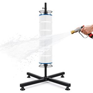 Somivrusa Vertical Pool Filter Cleaner Stand Heavy-Duty Metal 360Â° Spinning Cartridge Filter Cleaning System with Stable Base, Universal Fit for 3", 4", 6" Pool Spa Filters