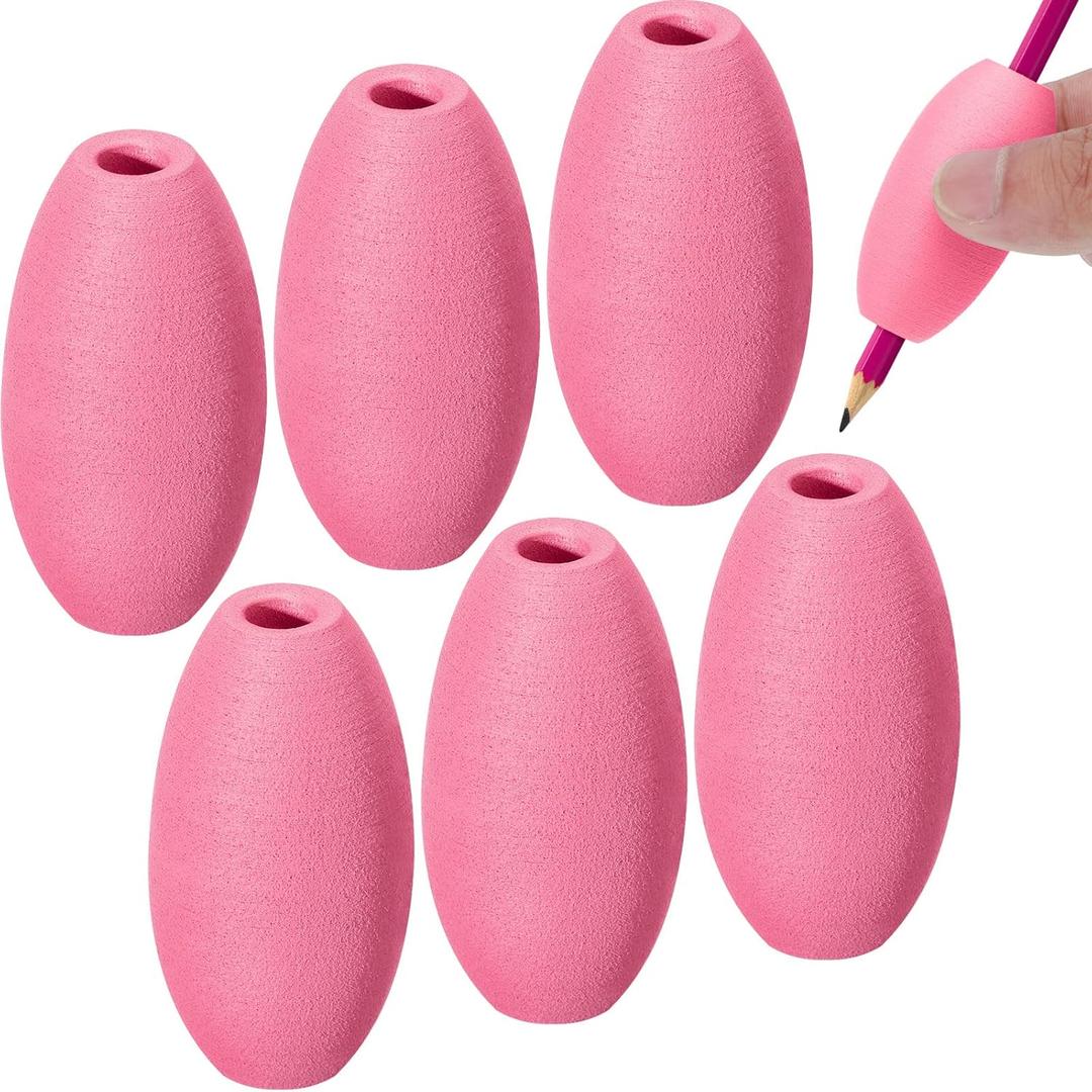 Zonon Writing Aid Trainer for Adults Foam Egg Grips Pen Cushioned Holders Writing Aid Trainer for Handwriting Drawing Preschool Supplies Right or Left Hand Use, 6 Pieces (Pink)