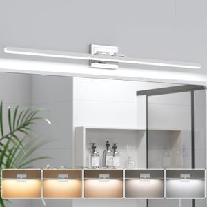 VOLISUN Modern Bathroom Vanity Light 48 inch, Rotatable, 30W Dimmable 5CCT Led Bathroom Light Fixture Over Mirror, Chrome Vanity Light for Bathroom Mirror Cabinets-ETL Certificated