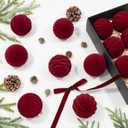 12 Pcs 3.15 Inch Velvet Christmas Tree Ornaments BulkRed Flocked Christmas Balls Plastic Shatterproof Xmas Hanging Ornaments Decorations Set for Tree Garland Wreath (Burgundy)