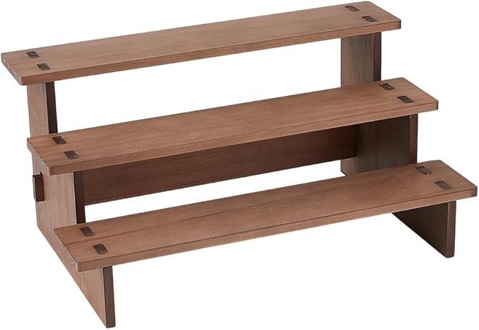 DICOSMETIC 3 Tier Wooden Display Risers Stand Rectangle Wood Table Cupcake Stand Spice Rack Organizer Coffee Jewelry Perfume Organizer for Cabinet Home Wedding Party