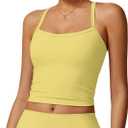 QBGJTD Womens Longline Sports Bras Cross Back Active Gym Yoga Padded Workout Crop Tank Top with Built in Bra Medium