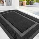 OLANLY Front Door Mat Indoor Outdoor Entrance, Waterproof All-Season, All-Weather Doormat, Sturdy Natural Rubber, Fade Resistant, Low Profile, Easy Clean Patio Porch Entryway Mat, 71x47, Black (71" x 47")