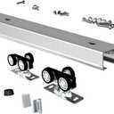 Pocket Door Hardware and Track Set, 60 Inch Sliding Door Aluminium Alloy Box Rail Hardware for Single Wooden Door,Silver