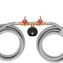 Stanbroil 5 Feet Stainless Braided Propane 2 Way Splitter Adapter Hose with Shut Off Valve Perfect for Camping, Heater, Grill, Stove