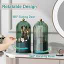 GAXmi Makeup Brush Holder with Lid Cosmetic Tools Organizer 360 Rotating Waterproof Dustproof Beauty Brushes Storage for Vanity, All Green | with Lid, 360 Rotating, Waterproof, Dustproof, for Vanity
