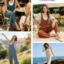 Yeokou Womens Overalls Linen Cotton Jumpsuits Loose Casual Jumpers with Pockets (Blue, L)