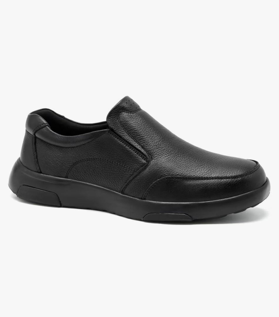OrthoComfoot Men's Orthopedic Leather Dress Walking Shoes: Comfortable Plantar Fasciitis Oxfords with Arch Support, Business Diabetic Slip-On Loafers for Foot and Heel Pain Relief 45 Black