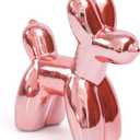 Notakia Cute Ceramics Balloon Dog Statue Crafts Living Room Desktop Decorations,Handmade Modern Small Ceramic Animal Statue Ornament Home Decor Accents, Pink