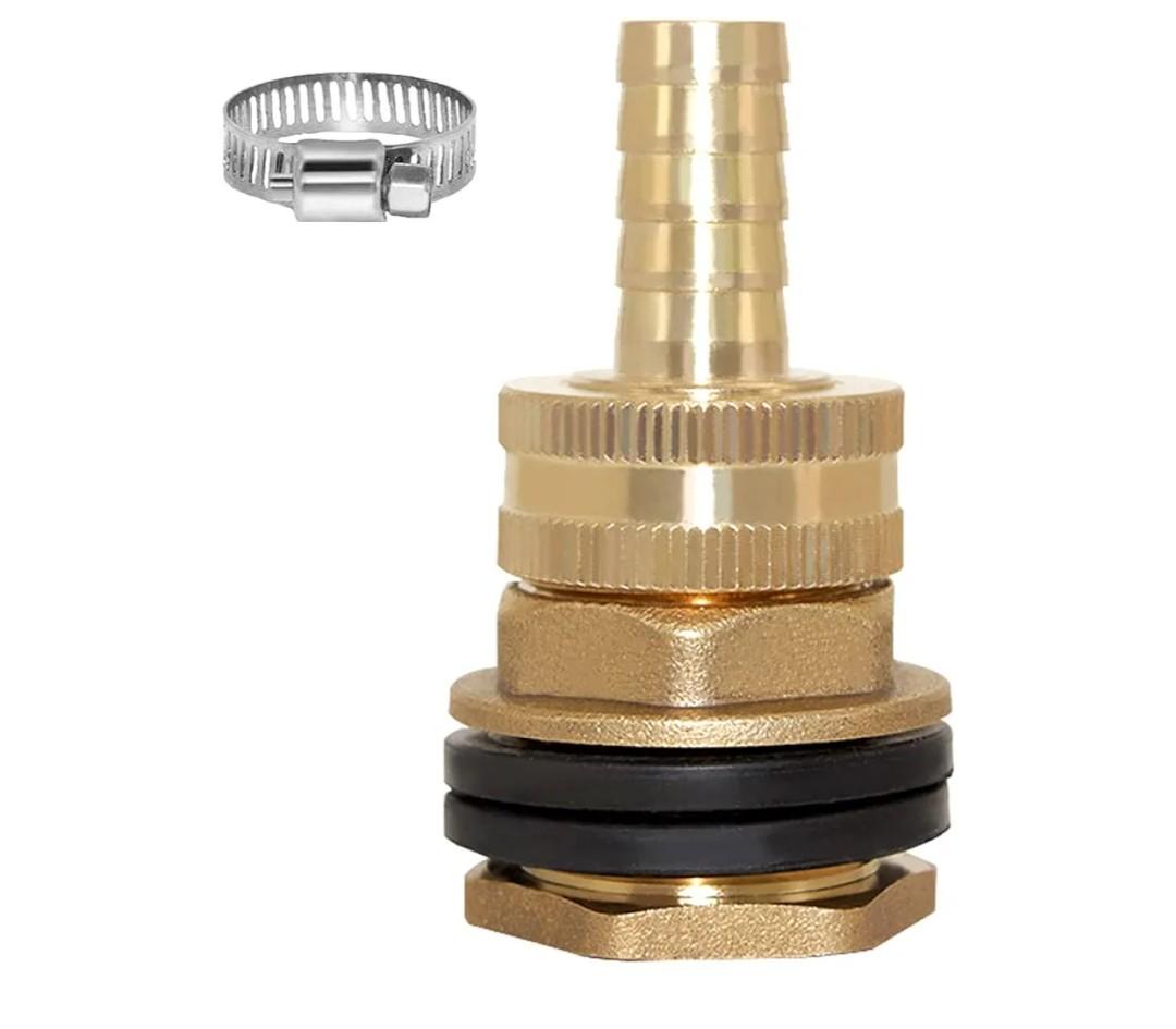 Joywayus Brass 1/2" NPT Female x 3/4" GHT Male Water Tank Connector + 1/2" Barb x 3/4" GHT Female Swivel Garden Water Hose Pipe Connector