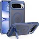 GUAGUA for Google Pixel 10 Case/Pixel 10 Pro Case with Stand, Magnetic Cases with Foldable Invisible Stand Translucent Matte Back Shockproof Kickstand Phone Case for Pixel 10/10 Pro, Light Blue