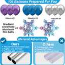 2 Sets Snow Party Balloon Column Stand Kit with 102 Balloons Winter Wonderland 5.57ft Adjustable Balloon Tower Stand with Bases Snowflake Balloons Arch Column for Girl Princess Birthday Party Supplies