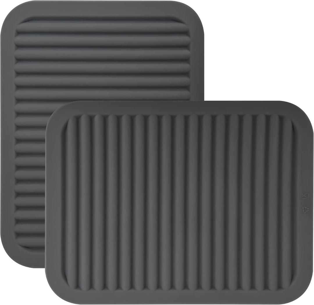 Silicone Trivets for Hot Dishes, Pots & Pans, Hot Pads for Kitchen, Trivets for Quartz Countertops, Hot Pads Silicone Mats for Kitchen Counter,Pot Holders Trivet Mat Set 2, Dark Grey