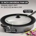 13-14-15 in Universal Pan Lid, Extra Large Silicone Pot Lid for Pots, Pans & Skillets, Replacement Frying Pan Lid with Heat Resistant Silicone Knob, Dishwasher Safe, Black