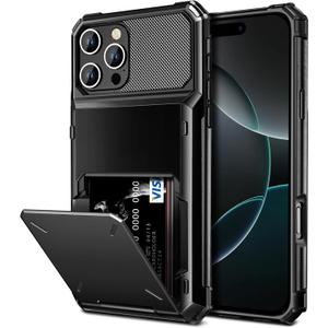 Vofolen Compatible with iPhone 16 Pro Case with Card Holder Dual Layer Heavy Duty Drop Protection Hidden Flip 4-Card Slot Wallet Phone Case for iPhone 16 Pro for Women Men, 6.3 Inch