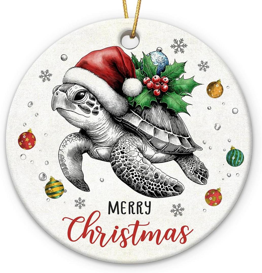 6 x Turtle Christmas Ornament 2025 - Sea Turtle Gifts for Women, Beach Christmas Ornaments for Tree, Ocean Sea Turtle Decor, Nautical Enthusiast Presents for Animal Lovers, Tortoise Gifts for Lovers