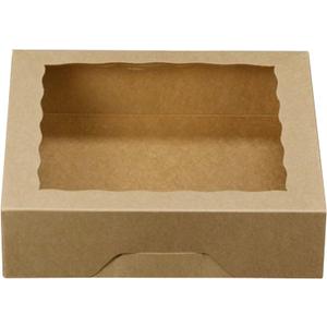 ONE MORE 10inch Natural Kraft Bakery Pie Boxes With PVC Windows,Large Cookie box 10x10x2.5inch 12 of Pack (Brown,12)