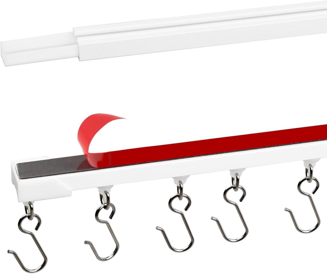KXLife Self Adhesive Ceiling & Wall Curtain Track 16 FT, Curtain Track Ceiling Mount, Adhesive Curtain Rods No drilling, Screws or Tools, Curtain Rail Track