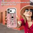 for iPhone 17 Pro Case Cute - Military-Grade 20 ft Drop Protection Shockproof Phone Case - Funny Cassette Tape Design (6.3") Glitter Pink