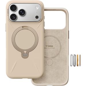 TORRAS Ostand Q3 Silicone for iPhone 17 Pro Max Case, Fit for MagSafe, 360 Spin Kickstand Holder, Soft Liquid Silicone Cozy Grip, Camera Control, Protective Case for iPhone 17 Pro Max, Dune Beige