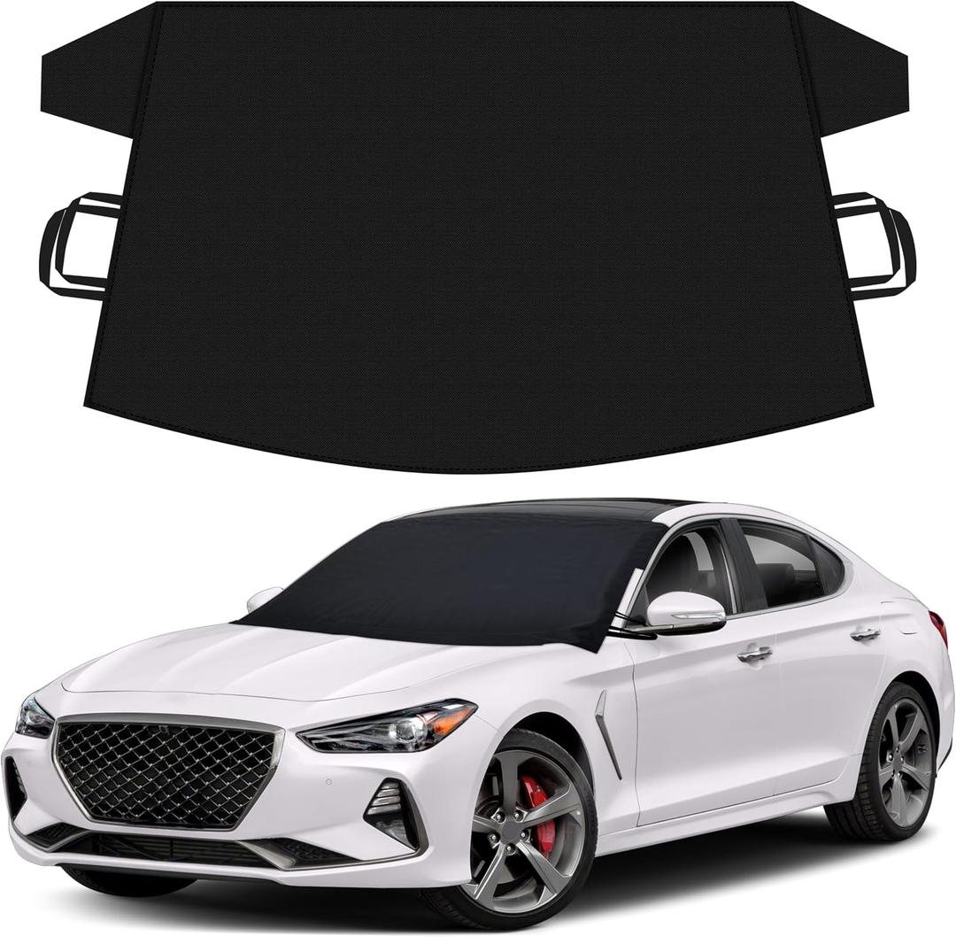 Autovir Windshield Snow Cover for Ice and Snow Car Windshield Cover for Winter Frost, Ice & Snow Protection Waterproof Frost Shield Windshield Protector for Cars, SUVs & Trucks (69x42 inches)