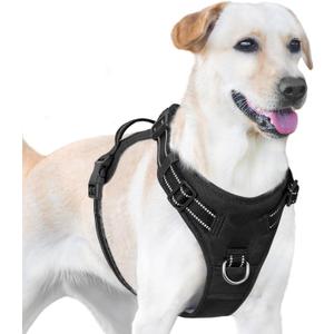No Pull Dog Harness, Reflective Puppy Vest for Small Medium Large Sized Dog(Black,L) (L(Neck:20.9-31.5",Chest:24.8-37.4"))