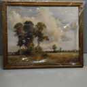 Vintage Framed Wall Art Country Cottage Painting Canvas Print Antique Gold Framed Wall Art Picture Wall Decor for Bedroom kitchen Living Room (cottage at dusk, 20L" x 16W")