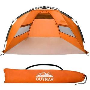Outrav Pop Up Beach Tent - Quick and Easy Set Up, Family Size, Portable Sun and Water Shelter and Shade Canopy - for Fishing, Camping, Hiking and Outdoor Activities (Orange)