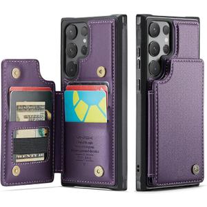 Vinich for Samsung Galaxy S24 Ultra Wallet Case with Card Holder, RFID Blocking Credit Slots Kickstand Shockproof Phone Cover Fit for Galaxy S24 Ultra 6.8" Purple