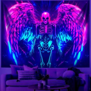 BVBOX Blacklight Tapestry,WingTapestry Glow In The Dark,UV Reactive Black Light Upright Posters Wall Hanging for Bedroom Dorm Living Room Backdrop Decor (wing13, 90L x 70W)