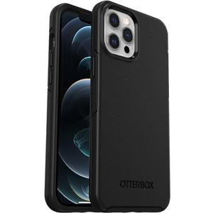 OtterBox iPhone 12 and 12 Pro Symmetry Series+ Case - Black, Ultra-Sleek, Snaps to MagSafe, Raised Edges Protect Camera & Screen