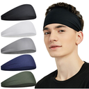 Sports Headbands for Men (5 Pack),Moisture Wicking Workout Headband, Sweatband Headbands for Running,Cycling,Football,Yoga,Hairband for Women and Men