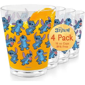 Disney Stitch Acrylic Cups  4 Pack 16 oz Reusable Plastic Cups  BPA-Free, Durable & Stackable Tumblers  Top Rack Dishwasher Safe Acrylic Drinking Glasses for Water, Juice, Smoothies & More Disney Stitch Acrylic Cups  4 Pack 16 oz Reusable Plastic Cups  BPA-Free, Durable & Stackable Tumblers  Top Rack Dishwasher Safe Acrylic Drinking Glasses for Water, Juice, Smoothies & More