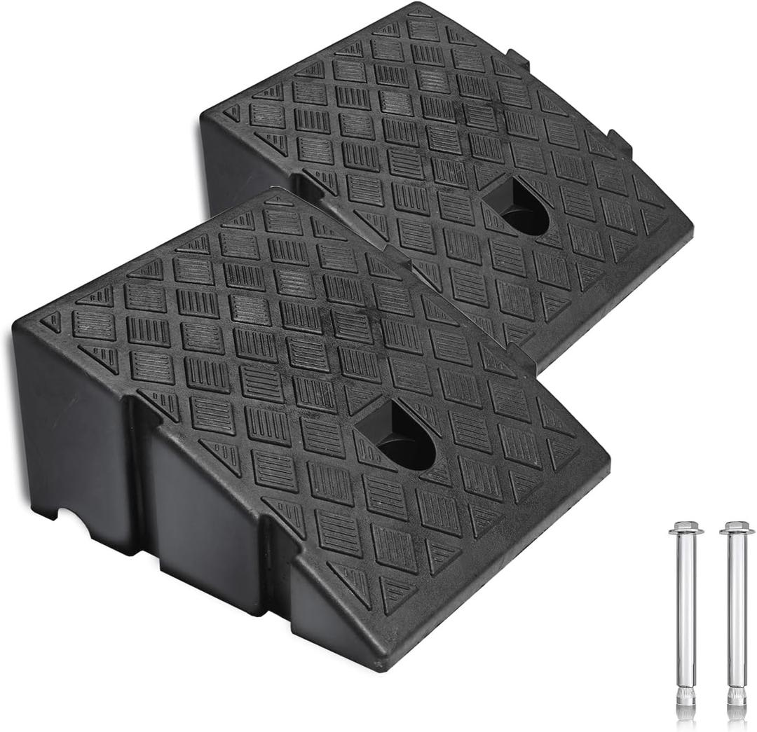 2 x 2Pack Plastic Curb Ramp for Driveway, Each 5.12" H x 10.63" W x 9.52" L, Extensible for Low Cars, Motorcycle,Bike, Cart Lawn