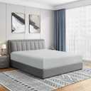 Cathay Home Luxury Wrinkle and Fade Resistant Double Brushed Ultra Soft Microfiber 14-Inch Standard Pocket Single Fitted Sheet, Light Gray, King