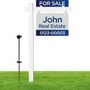 Real Estate Sign Posts Real Estate Signs Holder Realtor Sign Post 6ft Tall Made of Vinyl PVC Holds for Sale Yard Signs Up To 24 Inch (White - 24 In), 72 inches x 36 inches