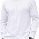 Alimens & Gentle Mens Oxford Shirts Stretch Long Sleeve Dress Shirt for Men Casual Business Work Solid Button Down Shirts (White, XL)