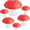 Mushroom Paper Lanterns 6 Pcs Mushroom Hanging Paper Lanterns 3 Size Paper Lantern Bedroom for Alice in Wonderland Themed Birthday Baby Shower Fairy Theme Party Decorations (Red)