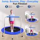SereneLife 36 Foldable Mini Trampoline for Kids - Compact Fitness Rebounder with Foam Handle - Safe, Stable Exercise Trampoline with 330lbs Max Load for Indoor/Outdoor Active Play & Exercise