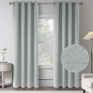 KEQIAOSUOCAI Light Grey 100% Blackout Linen Curtains 100 Inches Long 2 Panels for Bedroom,Modern Farmhouse Full Black Out Room Darkening Thermal Insulated Window Curtain Panels W50 x L100 Inch Length
