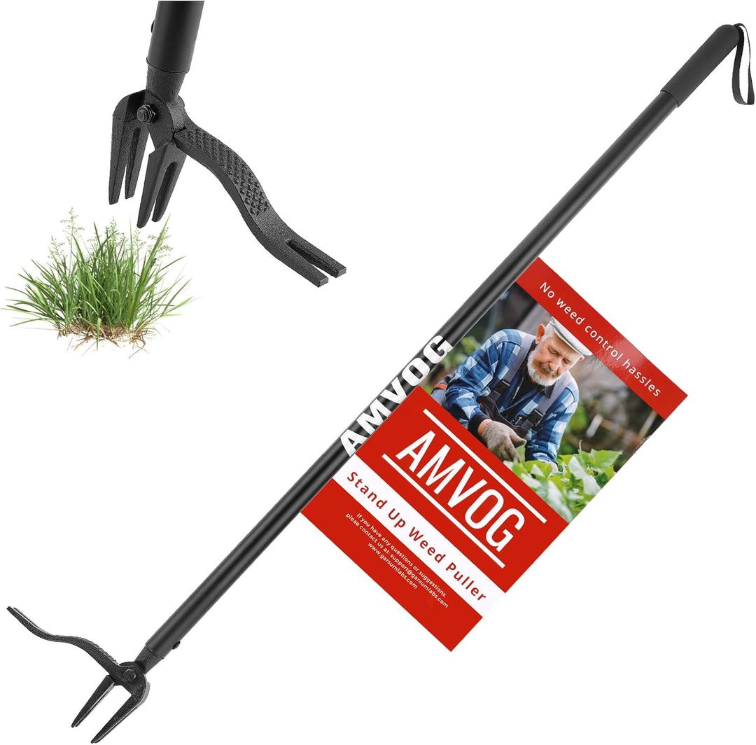 46'' Stand-Up Weed Puller Tool - Reinforced Upgraded Version with Long Handle, Made of Aluminum Alloy Design, Roots Remover for Garden & Lawn Care, Easily Remove Weeds Without Bending