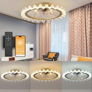Fiqevs Ceiling Fan with Lights, Flush Mount Gold Ceiling Fan with Lights and Remote, Stepless Color Temperature Change and 6 Speeds, 20" Low Profile Ceiling Fans for Bedroom, Kids Room, Living Room