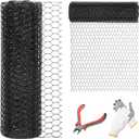 24'' x 100' Black Chicken Wire Mesh Fence, 15 Gauge Poultry Netting and 2 inch Mesh Fence Roll, Chicken Wire for Floral Arrangements/Crafts/Farm/Livestock/Pet Protection