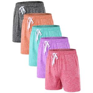 ATTIQOZI Athletic Shorts for Girls 5 Pack, Moisture-Wicking Girls Shorts with Pockets for Basketball, Soccer, Running, Gym 2Bl/Purple/H Pink/Purple/Green S (S)