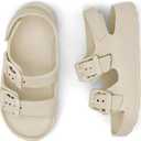 ChayChax Toddler Boys Girls Double Buckle Sandals Children's Adjustable Back Strap Water Sandal, Beige, 11 Toddler